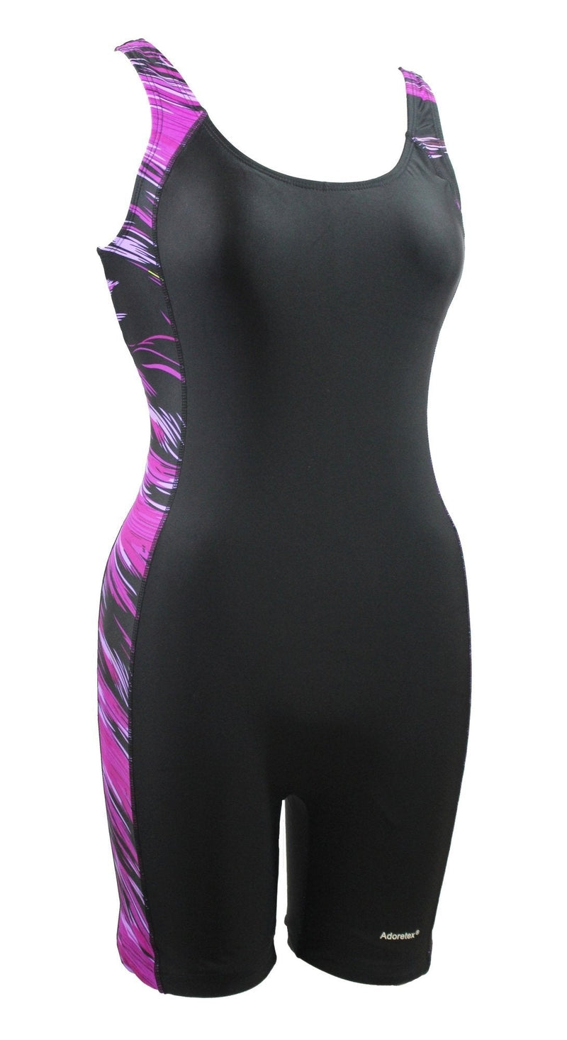 [AUSTRALIA] - Adoretex Women's Lycra Unitard One Piece Swimsuit Black/Purple Large 