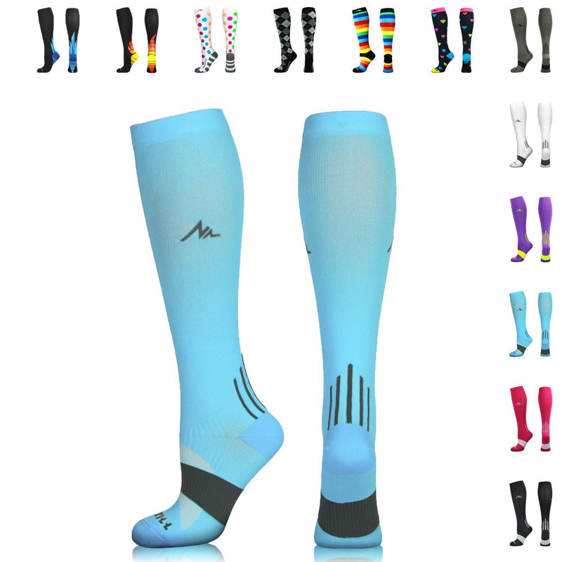 NEWZILL Compression Socks U.S Olympic Fencer Recommend for Men & Women 20-30mmHg Carolina Blue Medium - BeesActive Australia