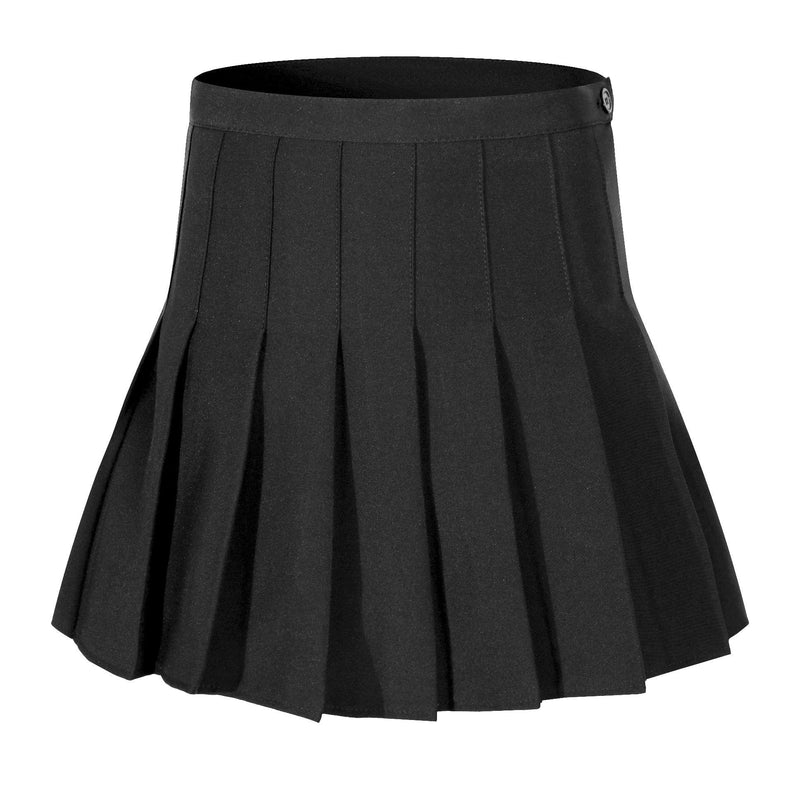 [AUSTRALIA] - Beautifulfashionlife Girl`s Short Pleated School Dresses for Teen Girls Tennis Scooters Skirts 23 Black Single-layer 