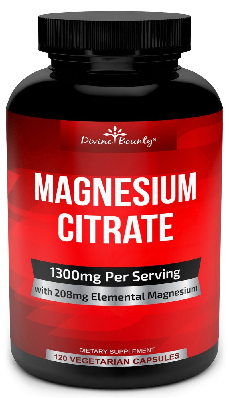 Pure Magnesium Citrate Capsules - 1300mg Magnesium Supplement with Elemental Magnesium - 120 Vegetarian Capsules - BeesActive Australia