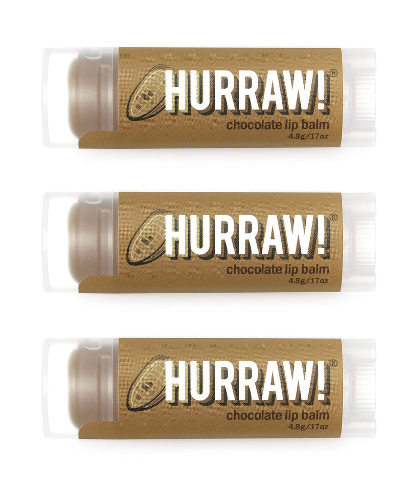 Hurraw! Chocolate Lip Balm, 3 Pack: Organic, Certified Vegan, Cruelty and Gluten Free. Non-GMO, 100% Natural Ingredients. Bee, Shea, Soy and Palm Free. Made in USA - BeesActive Australia