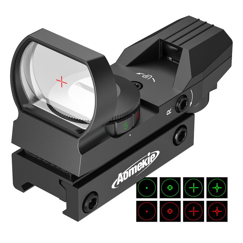 Aomekie Red Green Dot Gun Sight Scope with 4 Reticles, Reflex Sight Tactical with 20mm Mount Rail - BeesActive Australia