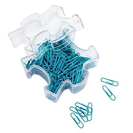 [AUSTRALIA] - Aqua Paper Clips - 220 Clips - Puzzle Piece Storage Container 