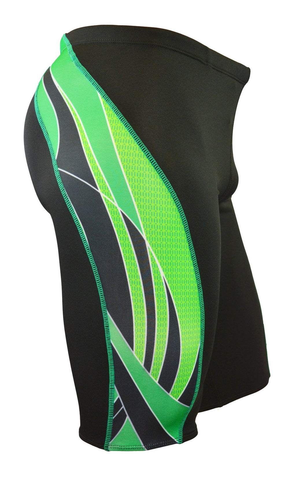 [AUSTRALIA] - Adoretex Boy's/Men's Side Wings Swim Jammer Swimsuit Black/Green 36 
