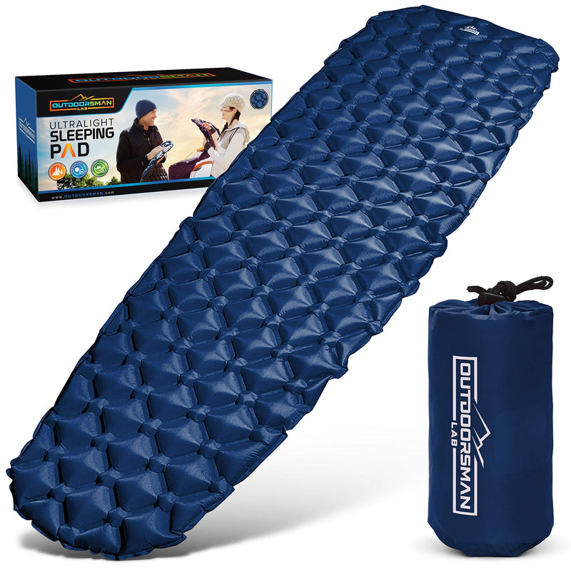 Outdoorsman Lab Sleeping Pad for Camping - Patented Camp Mat, Ultralight - Best Compact Inflatable Air Mattress for Adults & Kids - Lightweight Hiking, Backpacking, Outdoor & Travel Gear Blue - BeesActive Australia