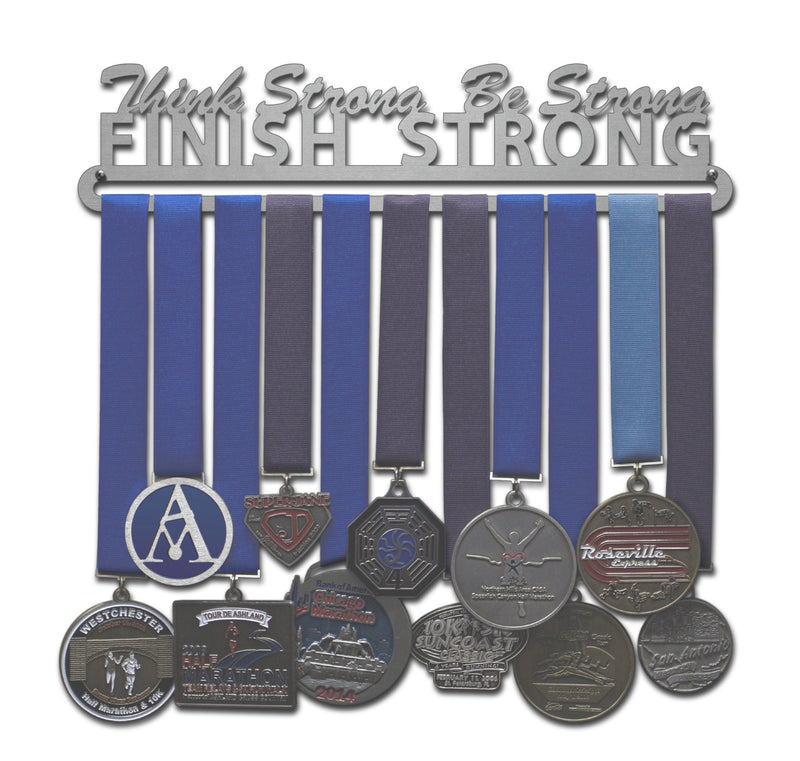 Allied Medal Hangers - Think Strong, Be Strong, Finish Strong - Multiple Medal Award Holder Display Rack 12" wide with 1 hang bar - BeesActive Australia