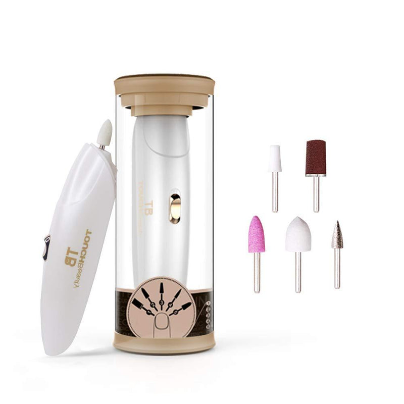 TOUCHBeauty Electric Nail File Drill Buffer Polisher Set with LED Light, 5in1 Professional Manicure Pedicure Set, Fingernail Toenaill Care Tools Cordless Battery Operated Golden TB-1333 - BeesActive Australia