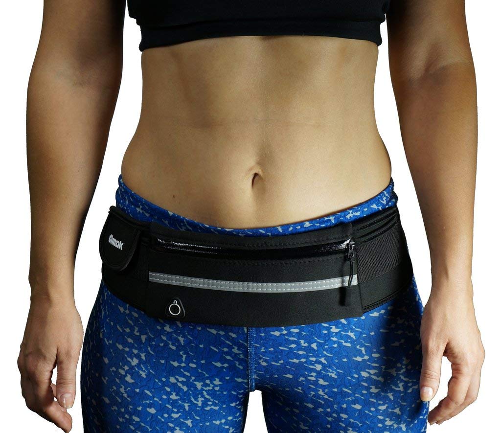 Dimok Running Belt Waist Pack - Water Resistant Runners Belt Fanny Pack for Hiking Fitness – Adjustable Running Pouch for Phones iPhone Android - BeesActive Australia