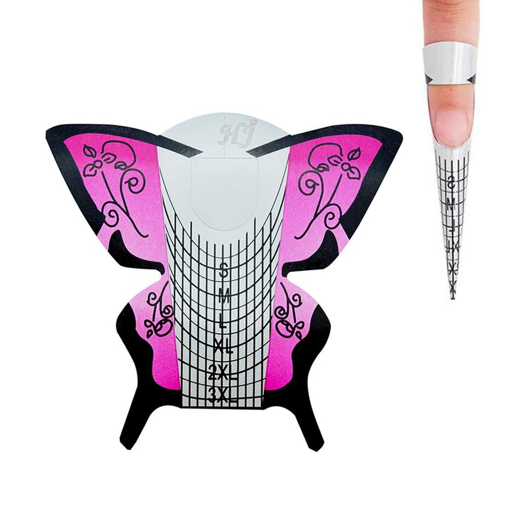 Honey Joy 300pcs/lot Professional Purple Butterfly Nail Form Tips Nail Art Guide Acrylic Tip Gel Extension Sticker Nail Polish Curl Form Pack of 1 - BeesActive Australia