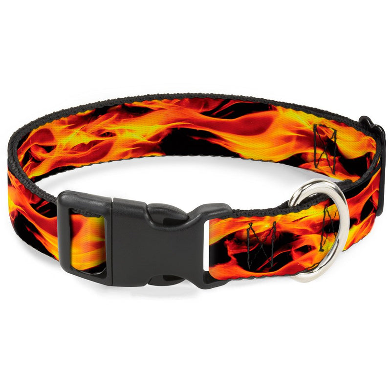 Buckle-Down Plastic Clip Collar - Flames Vivid Black/Orange - 1/2" Wide - Fits 9-15" Neck - Large 1" Wide - Fits 9-15" Neck - Small - BeesActive Australia