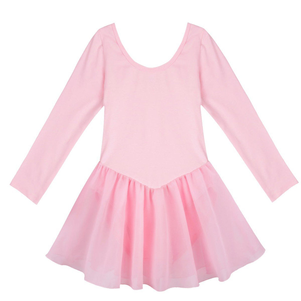 [AUSTRALIA] - YiZYiF Girl's Kids Long Sleeve Gymnastic Skate Ballet Leotard Dance Dress Pink 3 / 4 