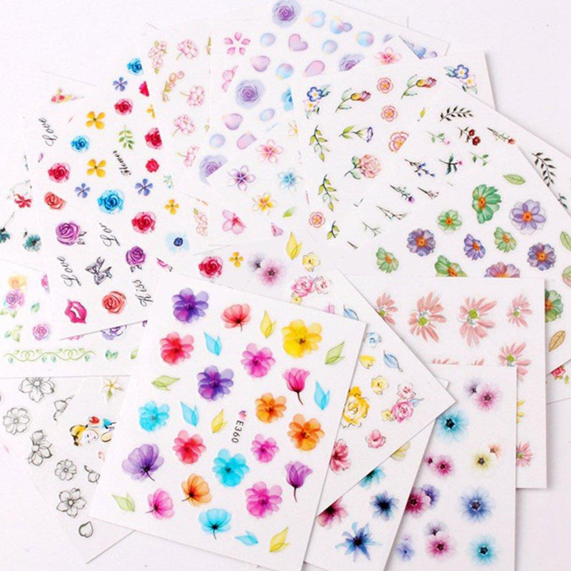 Warm Girl 20pcs Color 3D Flower Design Nail Sticker Decal DIY Nail Art Decoration Kit - BeesActive Australia