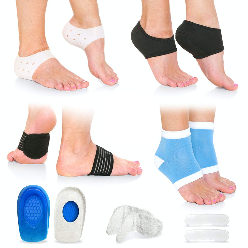 Plantar Fasciitis Foot Pain Relief 14-Piece Kit – Premium Planter Fasciitis Support, Gel Heel Spur & Therapy Wraps, Compression Socks, Foot Sleeves, Arch Supports, Heel Cushion Inserts & Heel Grips STANDARD (Women 8+ | Men 7-11.5) - BeesActive Australia