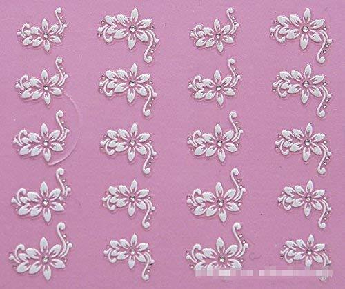 Set of 5 Nail Art Stickers Decal 3D Beauty White Flower Bling Clear Crystal - BeesActive Australia