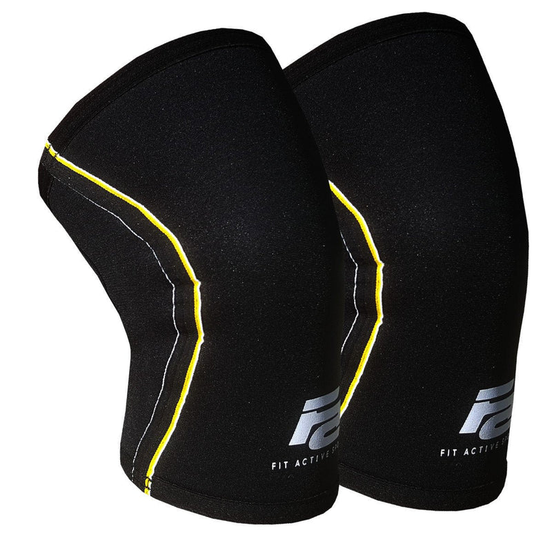 Fit Active Sports Knee Compression Sleeves for Powerlifting, Weightlifting, Wrestling, Cross Training, Squatting, Running, Meniscus Tear - for Men & Women (1 Pair) Black, Gold X-Large - BeesActive Australia