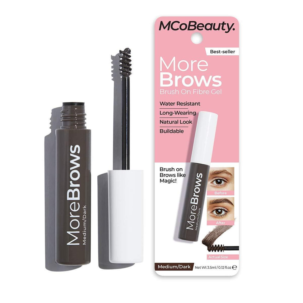 MCoBeauty More Brows Brush-On Fibre Gel - Holds Brows in Place All Day - Creates Fluffiness and Volume - Water-Resistant Formula - Medium to Dark - BeesActive Australia