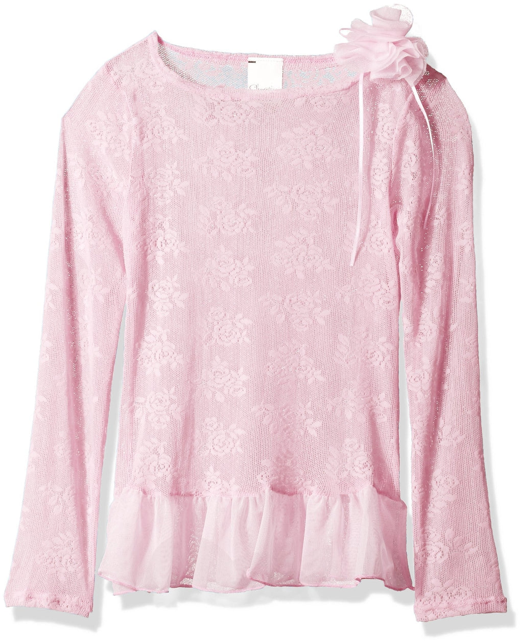 [AUSTRALIA] - Clementine Girl's Lace Long Sleeve Durable Pullover Bodysuit Dance Dress Big Girls (7-16) 12-14 Pink 