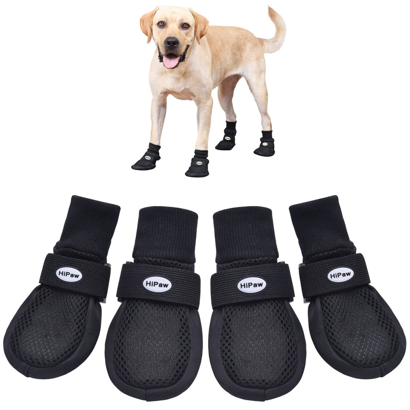 Hipaw Summer Breathable Dog Boots Nonslip Sole Paw Protector for Hardwood Floor XLarge ( Insole: 2.83"W ) Black - BeesActive Australia