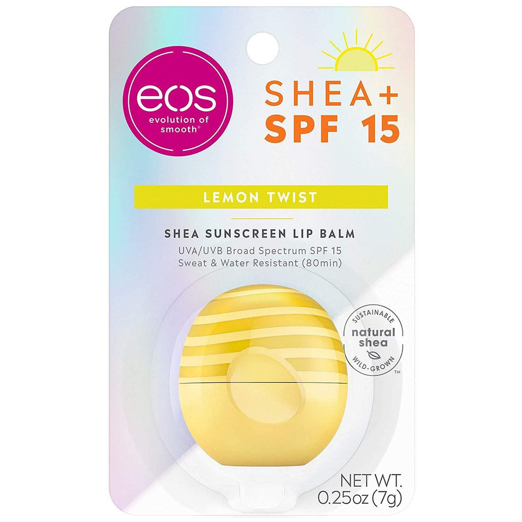 eos Shea + SPF Lip Balm - Lemon Twist | SPF 15 and Water Resistant | Lip Care to Nourish Dry Lips | Gluten Free | 0.25 oz - BeesActive Australia