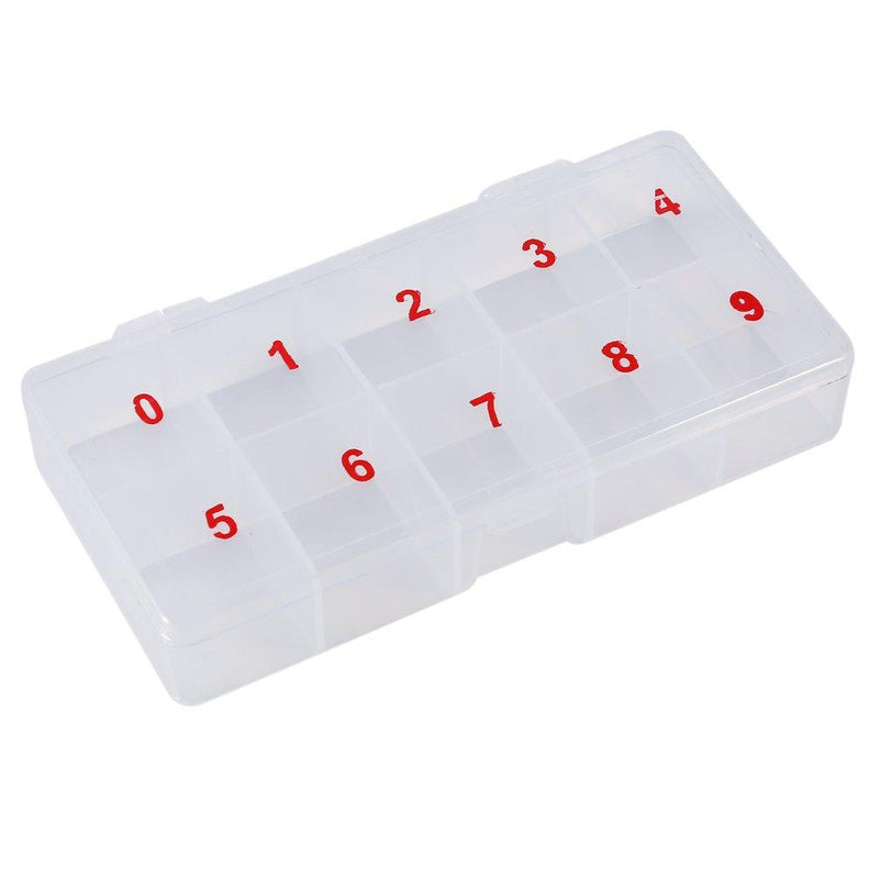 Plastic False Nail Tips Storage Box Case,Yosoo 10 Cells Compartments Acrylic Storage Case Natural Translucent Plastic False Nail Art Tips Box-5 Pcs - BeesActive Australia