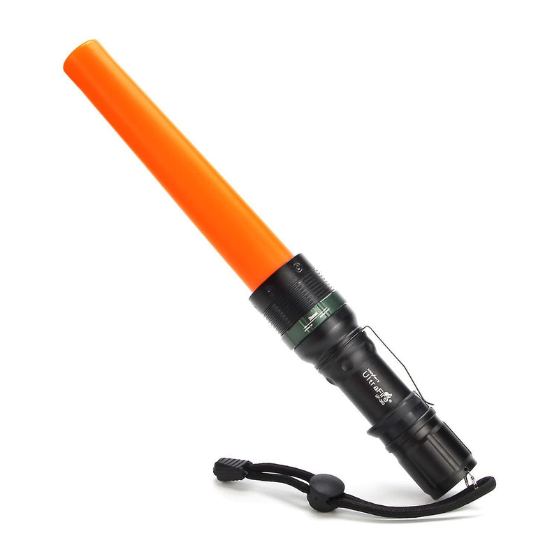UltraFire 11-Inch Signal Traffic Wand LED Flashlight with Strobe Mode, Wrist Strap Lanyard, 250 Lumens, Orange Finish - BeesActive Australia