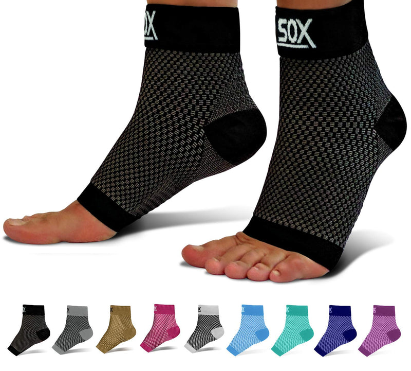 SB SOX Plantar Fasciitis Compression Socks for Women & Men (1 Pair) - Ankle Socks for Plantar Fasciitis Relief, Arch Support, and Foot/Heel Pain for Everyday Use (Black, Small) Black Small (Pack of 1) - BeesActive Australia