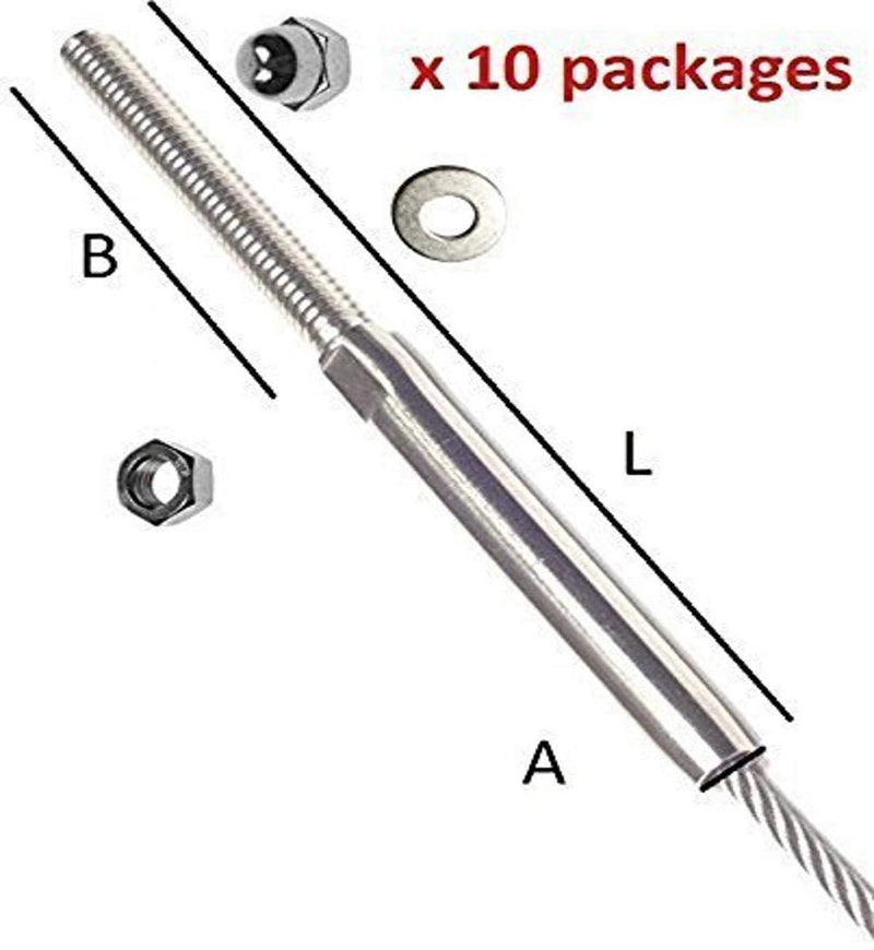 [AUSTRALIA] - HARDWARE PRICE CLUB Stainless Steel End Fitting Threaded Stud Terminal Hand Swage 