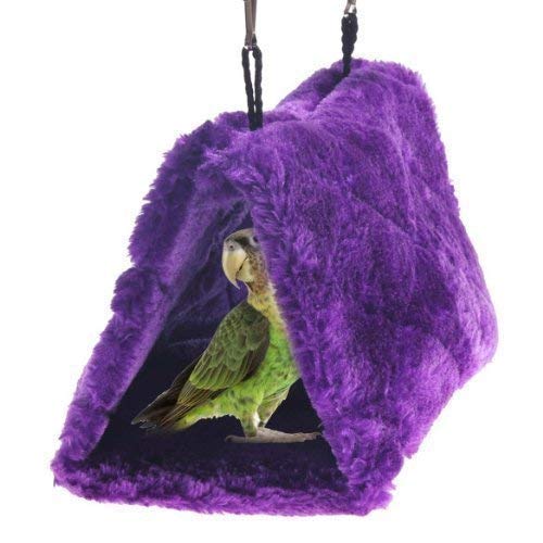 Plush Pet Bird Hut Nest Cdycam Hammock Hanging Cage Warm Nest Happy Snuggle Cave Tent Medium (Pack of 1) Purple - BeesActive Australia
