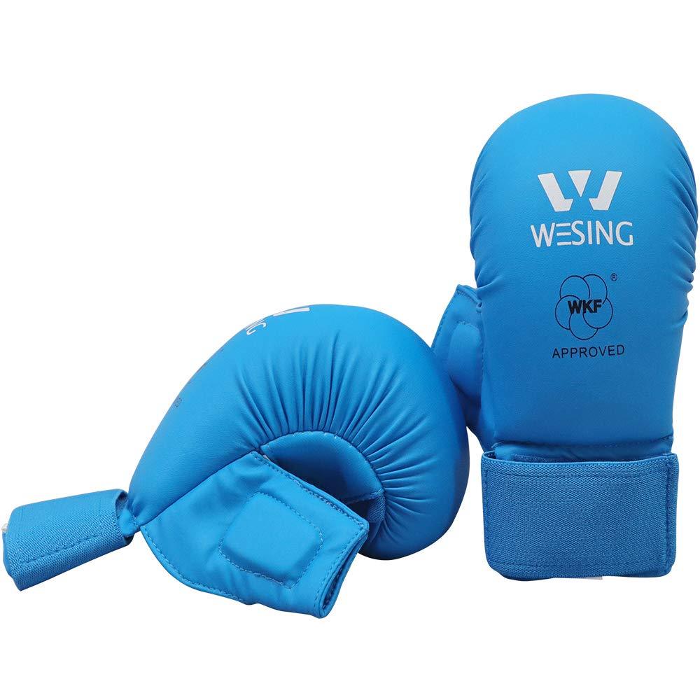 [AUSTRALIA] - Wesing WKF Sparring Karate Gloves with Thumb Protection Blue Red Medium 
