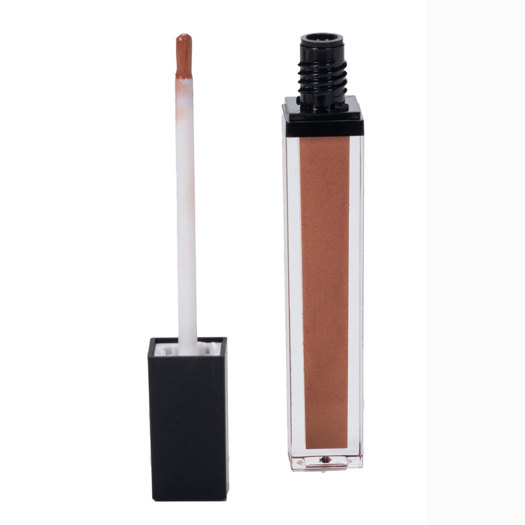 Moisturizing Lip Gloss: Lucite Square Bottle with Black Matte Cap and Brush Applicator Set - Clear, Natural, and Sensational Look - Women and Girls. By Jill Kirsh Color (Elegant Suede) Elegant Suede - BeesActive Australia