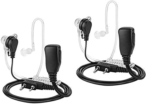 TOMSENN 2-Pin Covert Acoustic Tube Walkie Talkie Earpiece – Two Way Radio Earpiece with a PTT Mic - Compatible with Walkie Talkie Headset Brands (Kenwood, Puxing, Wouxun) – Pack of 2 - BeesActive Australia