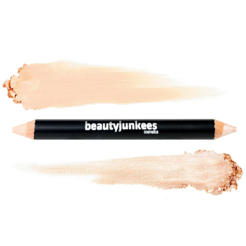 Eye Brightener Stick Highlighter - Eyebrow Concealer Duo Pencil Crayon Makeup, Creamy Matte Brow Shaper Definer, Shimmer for Highlighting Inner Corner, Gluten Paraben Cruelty Free, Cool Beige 1 PC 1 PC COOL BEIGE DUO BROW CRAYON - BeesActive Australia