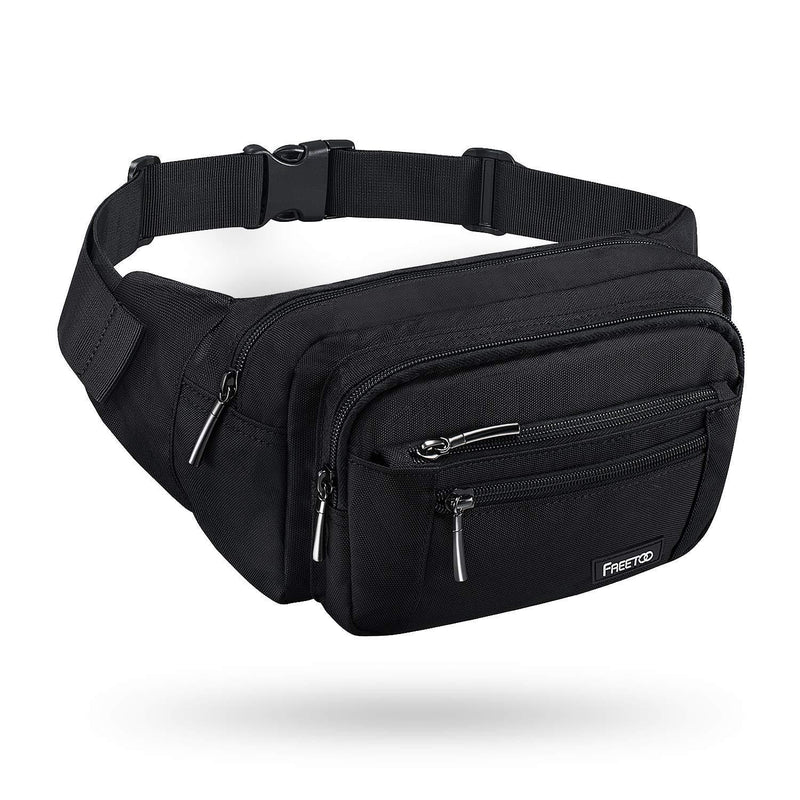 FREETOO Waist Pack Bag Fanny Pack for Men&Women Hip Bum Bag with Adjustable Strap for Outdoors Workout Traveling Casual Running Hiking Cycling Black - BeesActive Australia