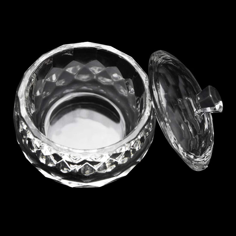 Round Crystal Clear Acrylic Liquid Powder Glass Dappen Dish Glass Cup w Cap Lid Bowl for Acrylic Nail Art Transparent Kit, HJ-NAPB013 Large Round Cup - BeesActive Australia