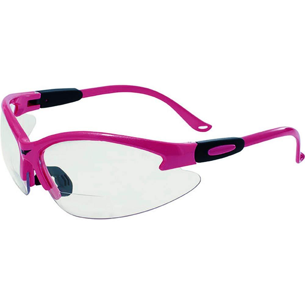 Global Vision Cougar Safety Glasses Hot Pink Frame 2.0x Magnification Bifocal Clear Lens - BeesActive Australia