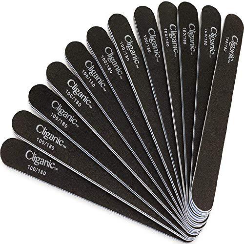 12 Pack Nail File Set: 180/240 Grit | Professional Emery Boards for Natural, Gel & Acrylic Nails | Washable Double Sided Kit | Cliganic 90 Days Warranty Pack of 12 - BeesActive Australia