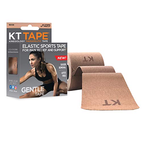 KT Tape Kinesiology Therapeutic Sports Tape, Gentle Adhesive for Sensitive Skin, 20 Precut 10 inch Strips, Beige - BeesActive Australia