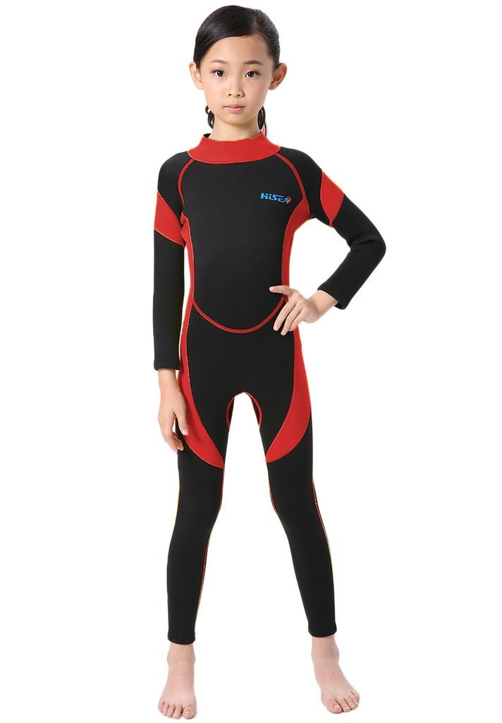 [AUSTRALIA] - Cokar Neoprene Wetsuit One Piece Swimsuit for Kids Boys Girls UV Protection for Swim Surf Snorkel Scuba Diving New-Red-2.5MM 2 (FOR height 37"-42") 
