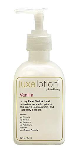 LUXE LOTION Luxurious Face, Neck & Hand Hyaluronic Acid Moisturizer 8.5oz Vanilla Lotion - Organic Vegan Ingredients - No Glyerin, Alcohol, Gluten, Mineral Oil, Dimethicone, Soy, Nut & Paraben Free - BeesActive Australia