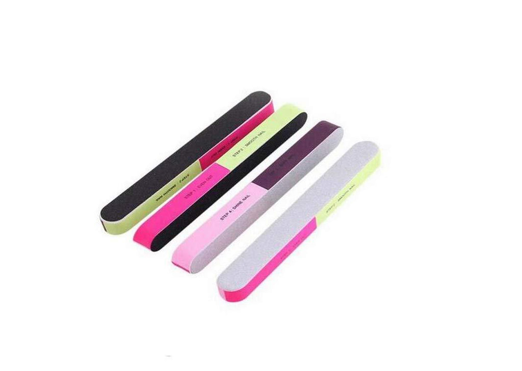 Pack of 10 Portable Washable 7-Way Nail Art Buffing Strip Nail File Buffers Polisher Grinding Bar Emery Board Pedicure Care DIY for Fingernails and Toenails - BeesActive Australia