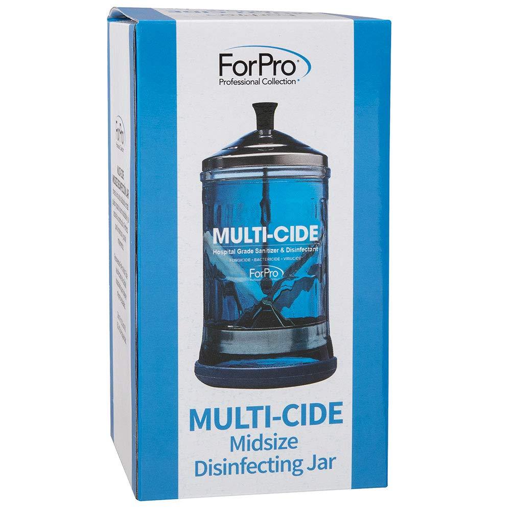 ForPro Professional Collection Multi-Cide Midsize Disinfecting Jar - Disinfectant Glass Jar for Manicure & Spa Implements - 21 Ounces, 8” H x 4.25” W, Blue - BeesActive Australia