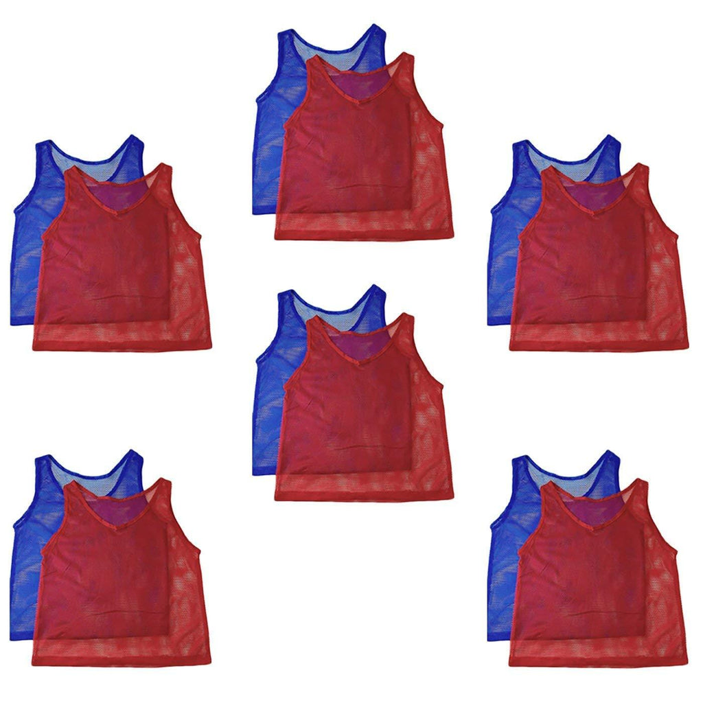 Adorox Youth Scrimmage Practice Jerseys Team Pinnies Sports Vest for Children Soccer, Football, Basketball, Volleyball Blue/Red 12 Pcs. Set - BeesActive Australia