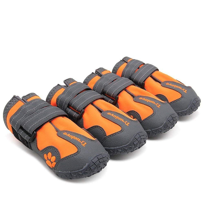 TRUE LOVE Dog Shoes Waterproof Anti-Slip Rain Boots with Reflective TLS3961 6# Orange - BeesActive Australia