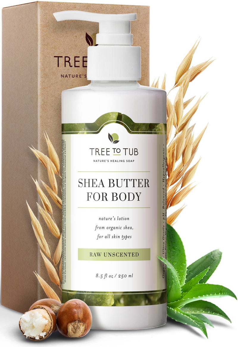 Tree To Tub Lotion for Sensitive Skin - pH 5.5 Balanced, Fragrance Free Lotion with Organic Shea Butter, Cocoa Butter, Aloe Vera 8.5 oz - BeesActive Australia