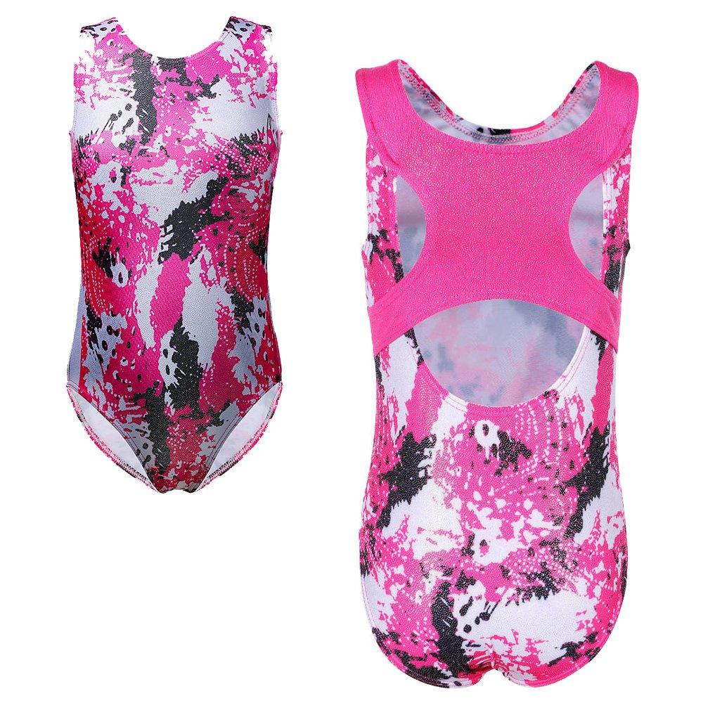 [AUSTRALIA] - TFJH E Gymnastics Leotards for Girls Sparkle Athletic Clothes Activewear One-piece 5-6Years(Tag No.6A) Hotpink 