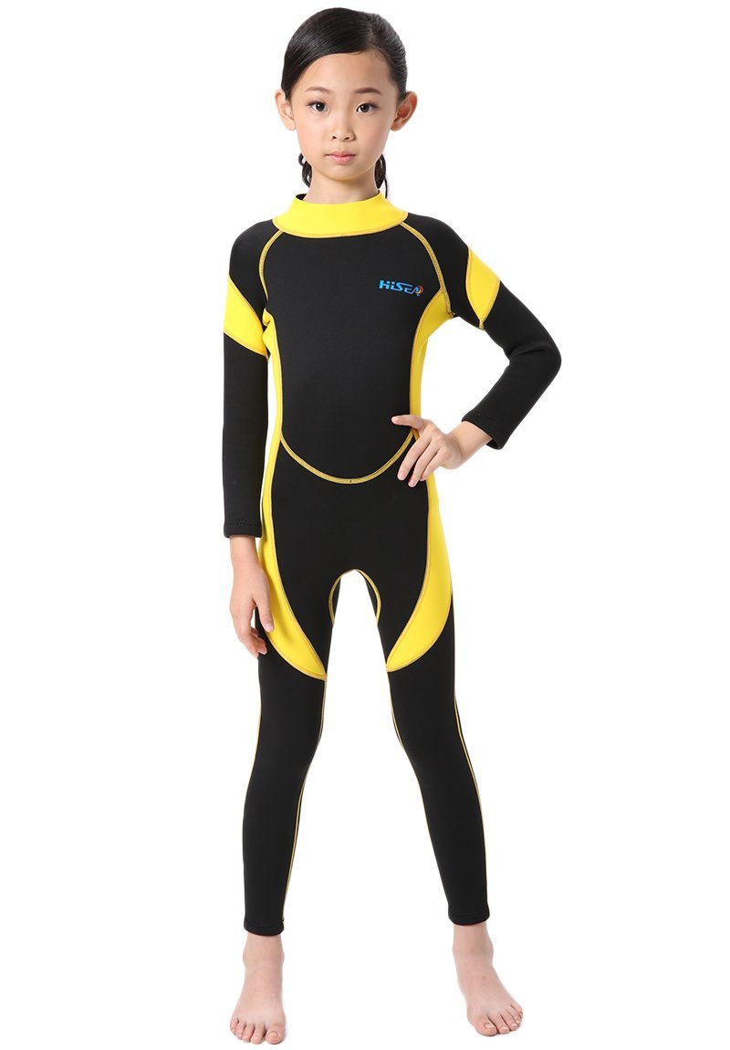 [AUSTRALIA] - Cokar Neoprene Wetsuit One Piece Swimsuit for Kids Boys Girls UV Protection for Swim Surf Snorkel Scuba Diving New-Yellow-2.5MM 8 (FOR height 47"-52") 