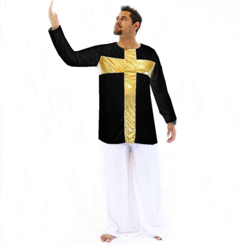 [AUSTRALIA] - Danzcue Praise Cross Boys Inspired Pullover Dance Top Small/Medium Black-gold 