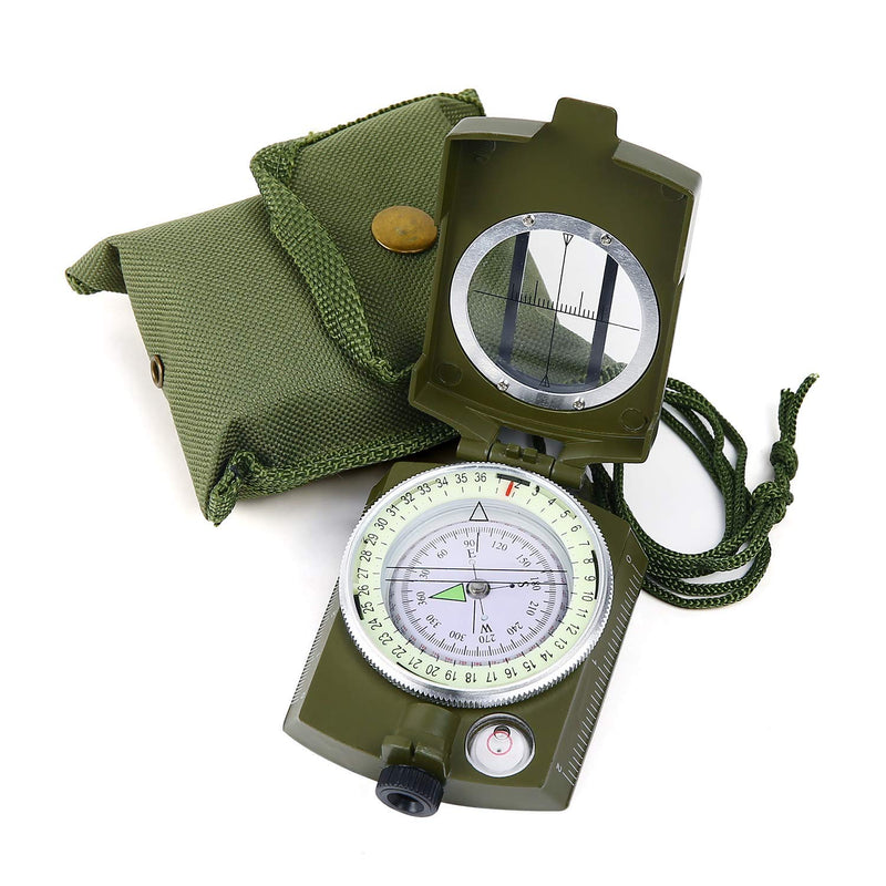 Sportneer Military Lensatic Sighting Compass, Compass Survival Tactical Compass Backpacking Compass Compact Handheld Compass with Carry Bag, Waterproof Boy Scout Compass for Hiking Camping Hunting Outdoor Army Green - BeesActive Australia