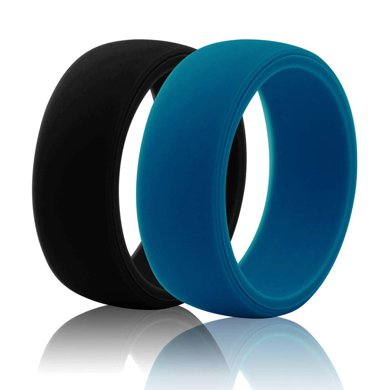 [AUSTRALIA] - Tuhaoge Silicone Wedding Ring for Men,Single Pack Silicone Rubber Wedding Bands Silicone Wedding Ring Band Silicone Ring 10 Blue Black 