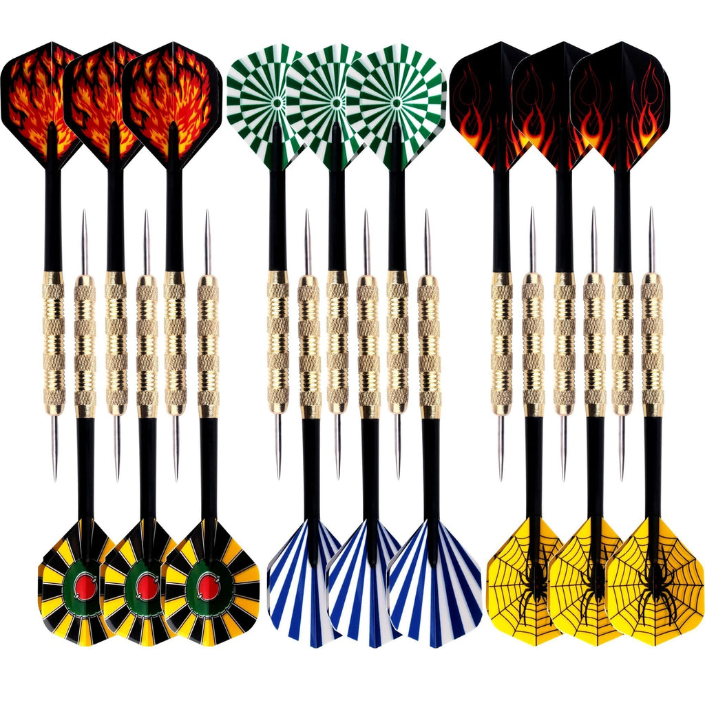 [AUSTRALIA] - MAXMAU 18 Packs of Steel Tip Darts Set Slim Barrel with PVC Dart Flights and Nylon Shafts 